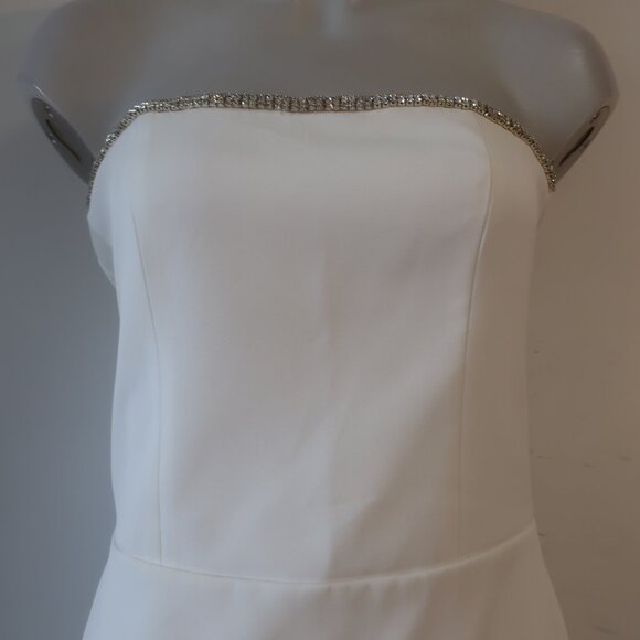 NWT Women Generation Love White Rhinestone Joelle Crystal Strapless Dress 8 - Picture 9 of 15